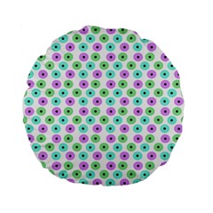 Eye Dots Green Violet Standard 15  Premium Flano Round Cushions by snowwhitegirl