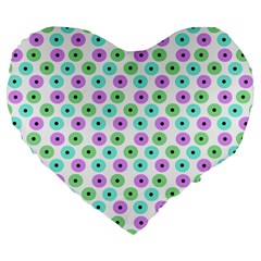 Eye Dots Green Violet Large 19  Premium Flano Heart Shape Cushions by snowwhitegirl