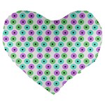 Eye Dots Green Violet Large 19  Premium Flano Heart Shape Cushions Front