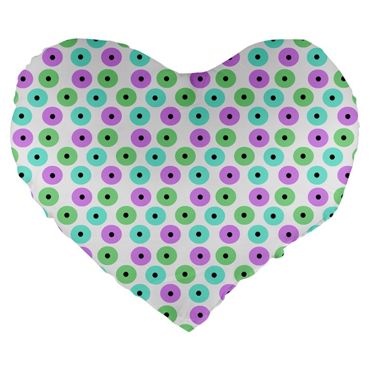 Eye Dots Green Violet Large 19  Premium Flano Heart Shape Cushions