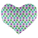 Eye Dots Green Violet Large 19  Premium Flano Heart Shape Cushions Back