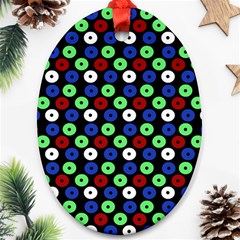 Eye Dots Green Blue Red Ornament (oval) by snowwhitegirl