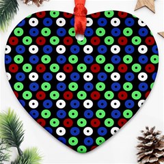 Eye Dots Green Blue Red Ornament (heart) by snowwhitegirl