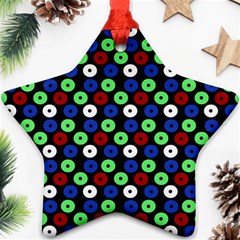 Eye Dots Green Blue Red Ornament (star) by snowwhitegirl