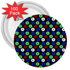 Eye Dots Green Blue Red 3  Buttons (100 Pack)  by snowwhitegirl