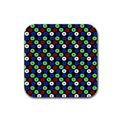 Eye Dots Green Blue Red Rubber Coaster (square)  by snowwhitegirl