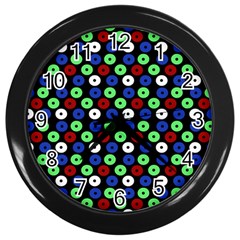 Eye Dots Green Blue Red Wall Clock (black) by snowwhitegirl