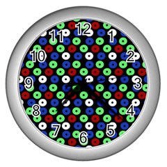 Eye Dots Green Blue Red Wall Clock (silver) by snowwhitegirl