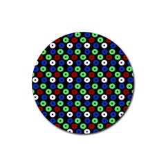 Eye Dots Green Blue Red Rubber Coaster (round)  by snowwhitegirl