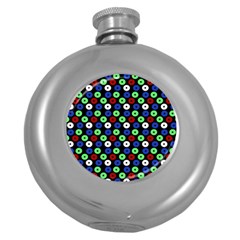 Eye Dots Green Blue Red Round Hip Flask (5 Oz) by snowwhitegirl