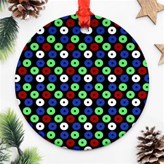 Eye Dots Green Blue Red Round Ornament (two Sides) by snowwhitegirl