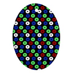 Eye Dots Green Blue Red Oval Ornament (two Sides)