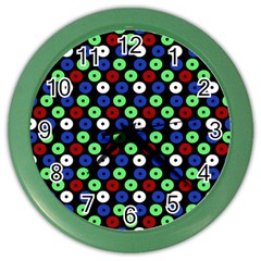 Eye Dots Green Blue Red Color Wall Clock by snowwhitegirl