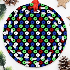 Eye Dots Green Blue Red Round Filigree Ornament (two Sides) by snowwhitegirl