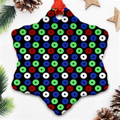 Eye Dots Green Blue Red Snowflake Ornament (two Sides) by snowwhitegirl