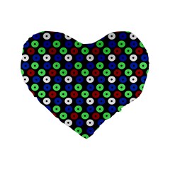 Eye Dots Green Blue Red Standard 16  Premium Flano Heart Shape Cushions by snowwhitegirl