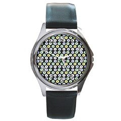 Eye Dots Grey Pastel Round Metal Watch by snowwhitegirl