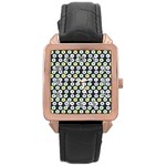 Eye Dots Grey Pastel Rose Gold Leather Watch  Front