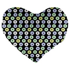 Eye Dots Grey Pastel Large 19  Premium Flano Heart Shape Cushions by snowwhitegirl