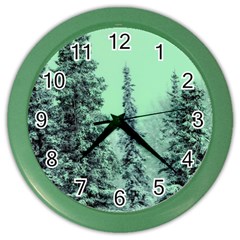 Winter Trees Color Wall Clock by snowwhitegirl