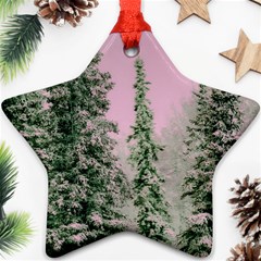 Winter Trees Pink Star Ornament (two Sides) by snowwhitegirl