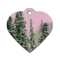 Winter Trees Pink Dog Tag Heart (two Sides) by snowwhitegirl