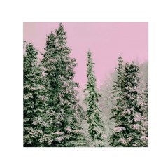 Winter Trees Pink Small Satin Scarf (square)