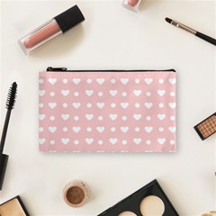 Hearts Dots Pink Cosmetic Bag (small) by snowwhitegirl