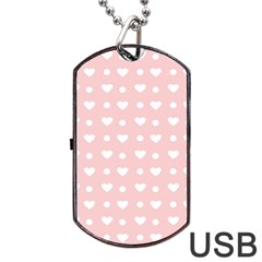 Hearts Dots Pink Dog Tag Usb Flash (two Sides) by snowwhitegirl