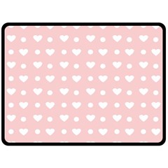 Hearts Dots Pink Double Sided Fleece Blanket (large) 