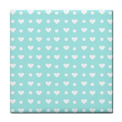 Hearts Dots Blue Tile Coasters