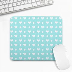 Hearts Dots Blue Large Mousepads by snowwhitegirl