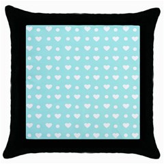 Hearts Dots Blue Throw Pillow Case (black) by snowwhitegirl