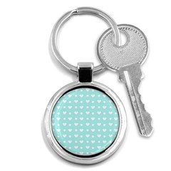 Hearts Dots Blue Key Chains (round)  by snowwhitegirl