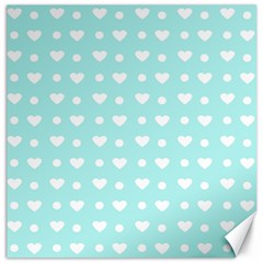 Hearts Dots Blue Canvas 12  X 12   by snowwhitegirl