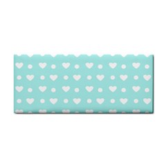 Hearts Dots Blue Hand Towel by snowwhitegirl