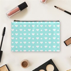 Hearts Dots Blue Cosmetic Bag (medium) by snowwhitegirl