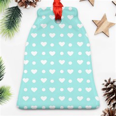 Hearts Dots Blue Bell Ornament (two Sides)