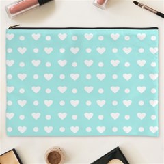 Hearts Dots Blue Cosmetic Bag (xxxl)