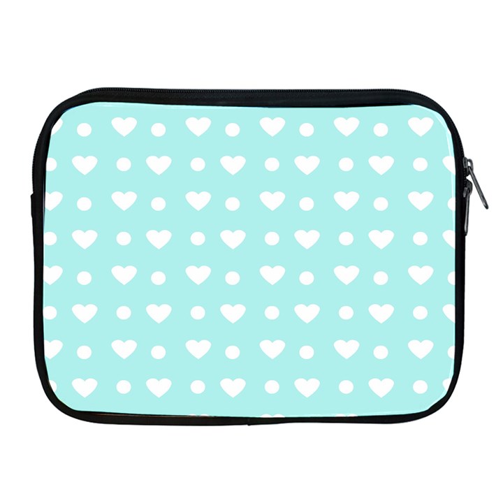 Hearts Dots Blue Apple iPad 2/3/4 Zipper Cases