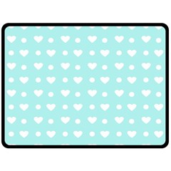 Hearts Dots Blue Double Sided Fleece Blanket (large)  by snowwhitegirl