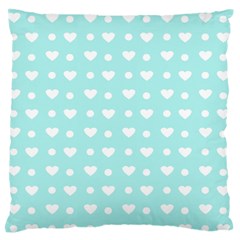 Hearts Dots Blue Large Flano Cushion Case (one Side) by snowwhitegirl