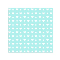 Hearts Dots Blue Small Satin Scarf (square) by snowwhitegirl