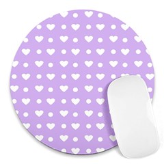 Hearts Dots Purple Round Mousepads by snowwhitegirl