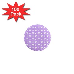 Hearts Dots Purple 1  Mini Magnets (100 Pack)  by snowwhitegirl