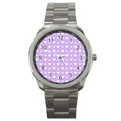 Hearts Dots Purple Sport Metal Watch