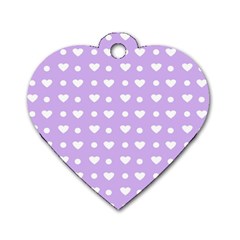 Hearts Dots Purple Dog Tag Heart (one Side) by snowwhitegirl