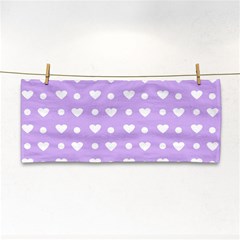 Hearts Dots Purple Hand Towel by snowwhitegirl