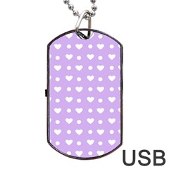 Hearts Dots Purple Dog Tag Usb Flash (two Sides) by snowwhitegirl