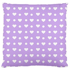 Hearts Dots Purple Large Cushion Case (one Side) by snowwhitegirl